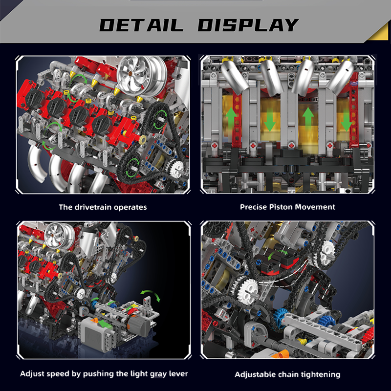 Building Blocks Puzzles V8 Engine Mould King 2718pcs 05