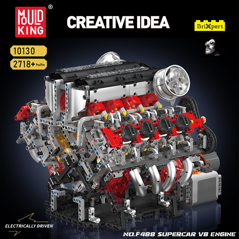 Building Blocks Puzzles V8 Engine Mould King 2718pcs 01