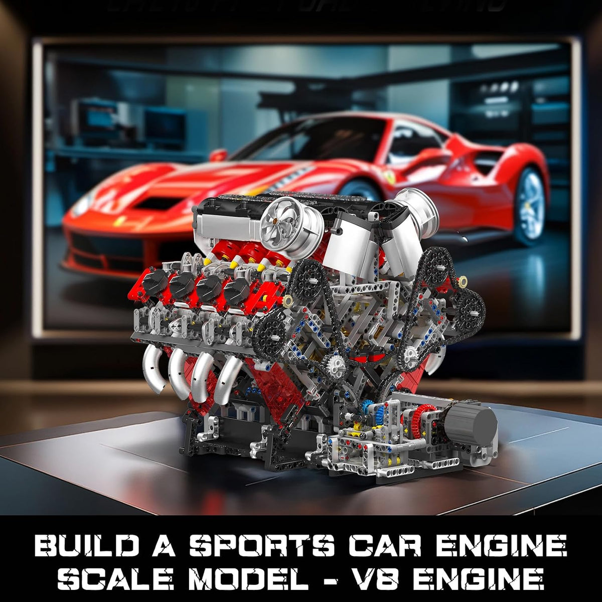 Mould King 10130S F488 Motorised V8 Engine Building Set