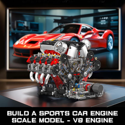 Mould King 10130S F488 Motorised V8 Engine Building Set