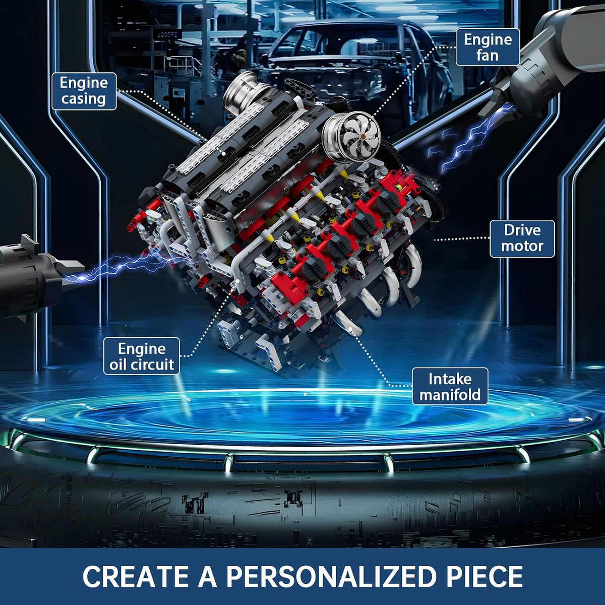 Mould King 10130S F488 Motorised V8 Engine Building Set