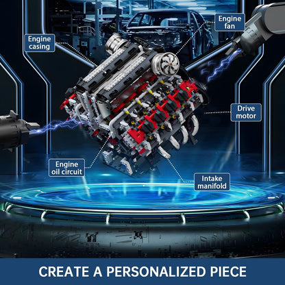 Mould King 10130S F488 Motorised V8 Engine Building Set