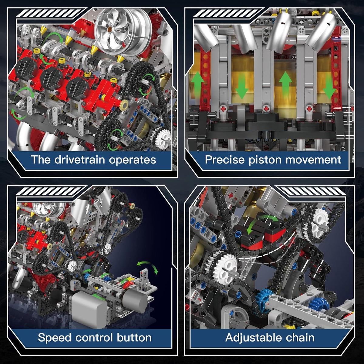 Mould King 10130S F488 Motorised V8 Engine Building Set