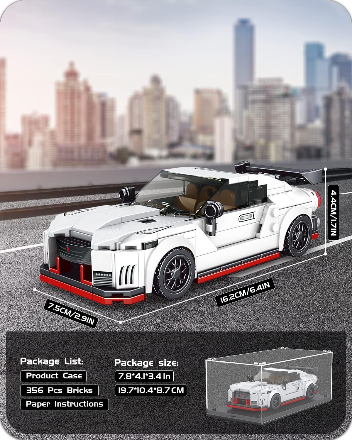 Mould King 27031S GTR Sports Car Model Kit with Stackable Case